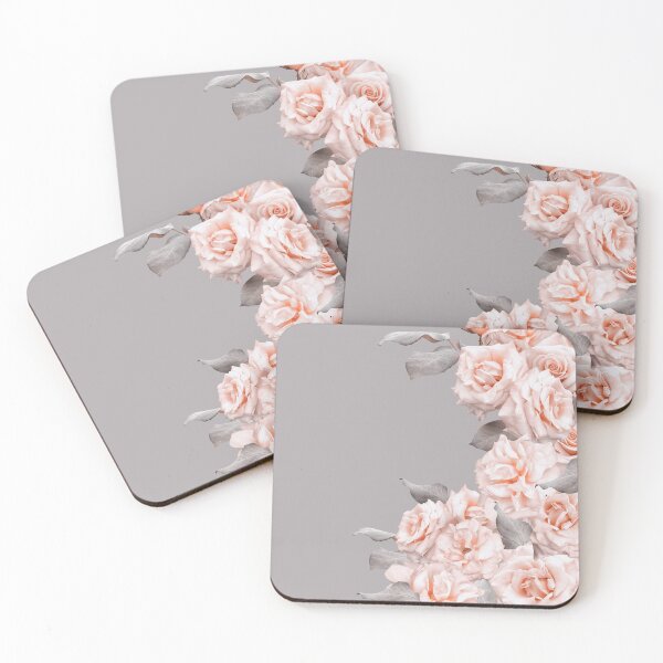 Item preview, Shabby Chic Vintage Peach Roses Botanical Garden Frame on Gray designed and sold by UtArt.