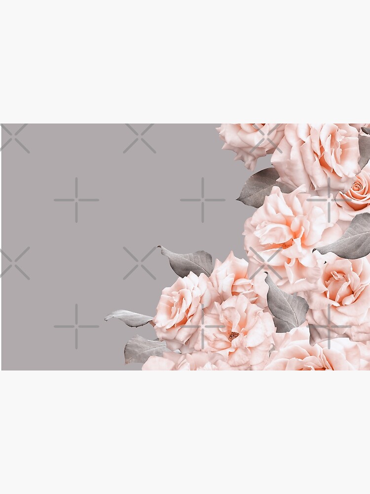 Shabby Chic Vintage Peach Roses Frame on Gray by UtArt