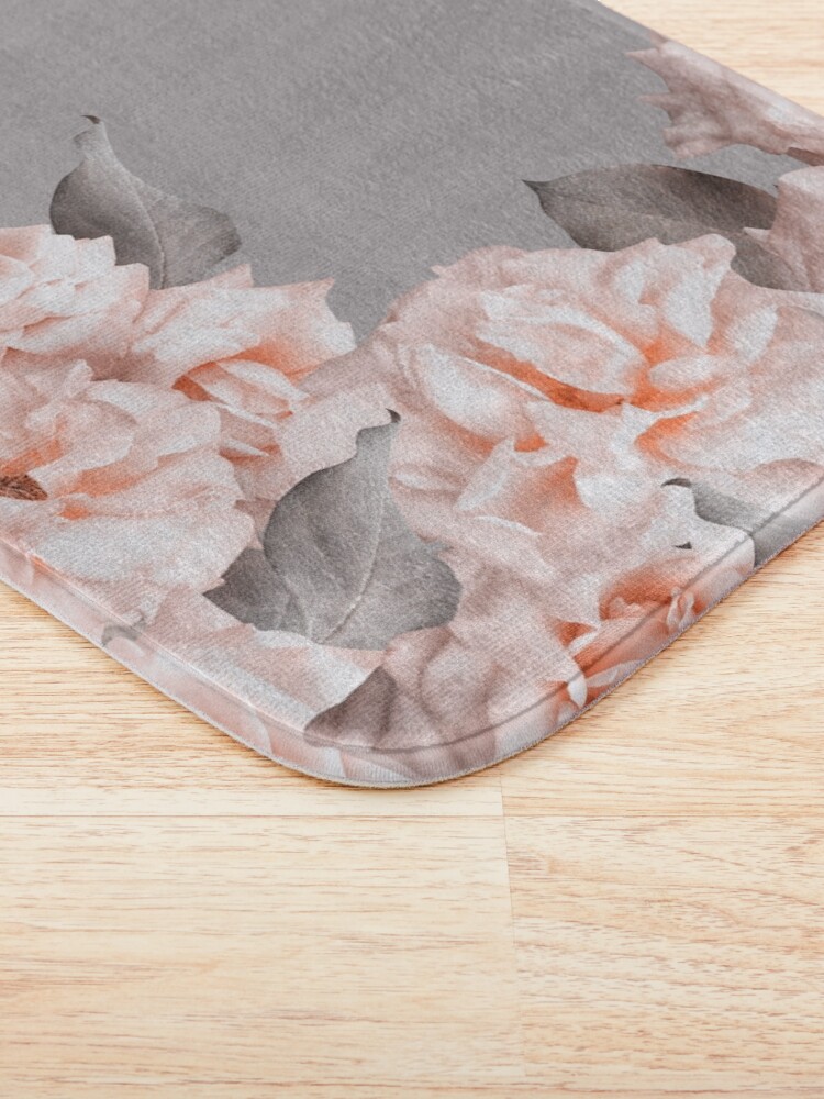 Alternate view of Shabby Chic Vintage Peach Roses Frame on Gray Bath Mat