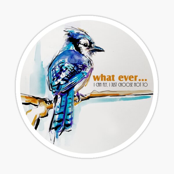 Blue jay bird - ANIMAL blue watercolor painting Sticker
