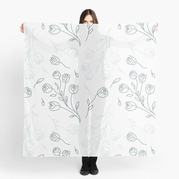 Pine & Mint Roses Collection Floral Seamless Surface Pattern Scarf