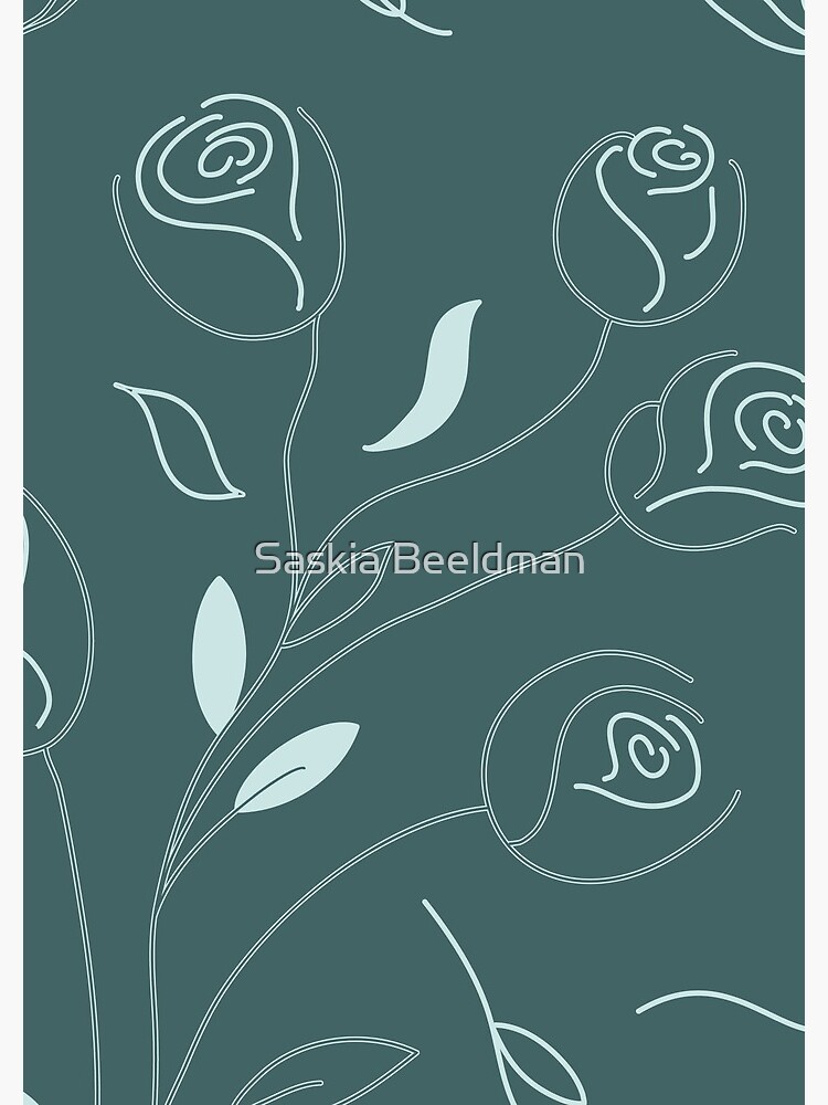 Pine & Mint Roses Collection Floral Seamless Surface Pattern by SaskiaDesign