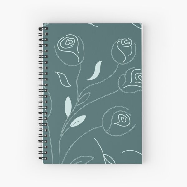 Pine & Mint Roses Collection Floral Seamless Surface Pattern Spiral Notebook