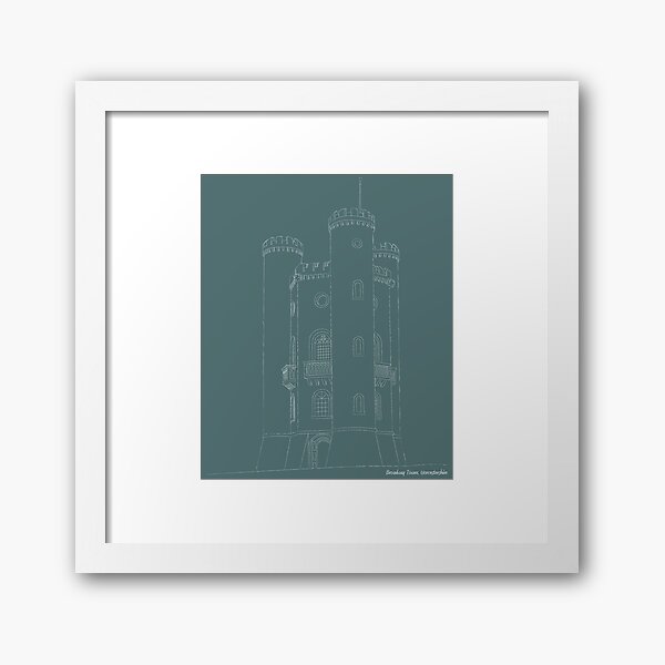 Broadway Tower Sketch, Cotswolds, Worcestershire, UK (color) Framed Art Print
