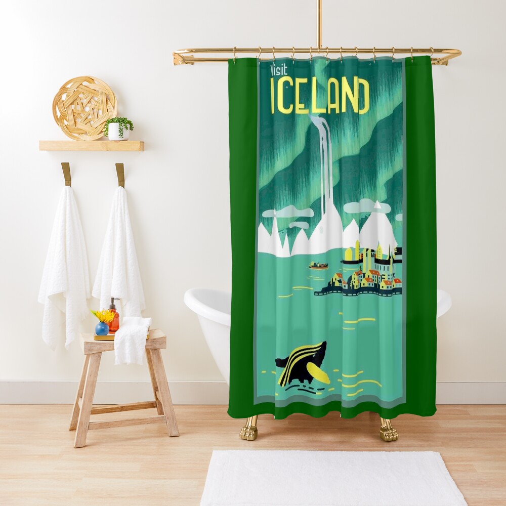 ICELAND : Vintage Travel and Tourism Advertising Print Shower Curtain