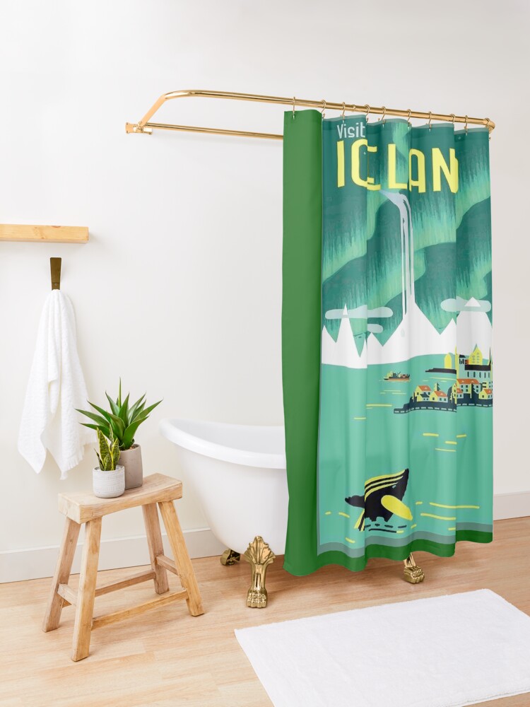 Alternate view of ICELAND : Vintage Travel and Tourism Advertising Print Shower Curtain