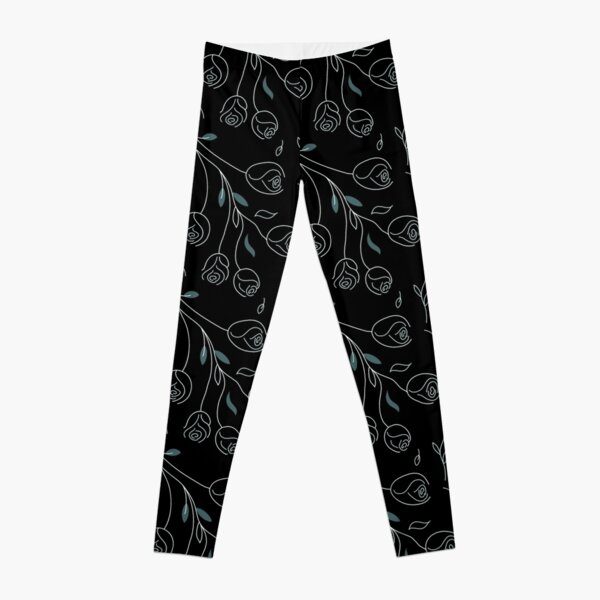 Pine & Mint Roses Collection Floral Seamless Surface Pattern Leggings
