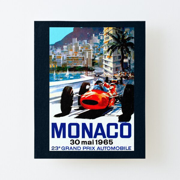 "MONACO GRAND PRIX" Vintage Auto Racing Print Canvas Mounted Print