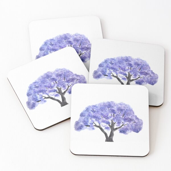 Item preview, hand painted indigo blue Jacaranda mimosifolia flowering tree designed and sold by ColorandColor.