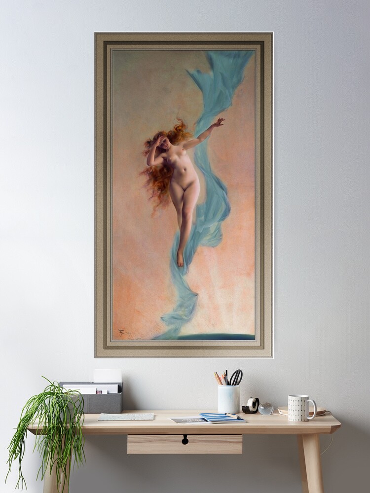 Dawn by Luis Ricardo Falero Remastered by Xzendor7 - The Beauty of Light 2 Poster, Dawn by Luis Ricardo Falero Fine Art Old Masters Reproductions Wall Decor Art Prints