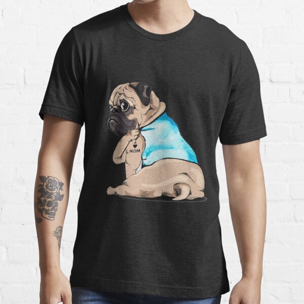 Pug Dog I Love Mom Tattoo Design Essential T-Shirt