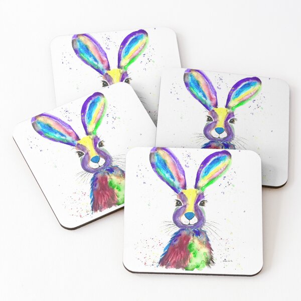 Item preview, Rainbow hare watercolour painting designed and sold by Monika Howarth.