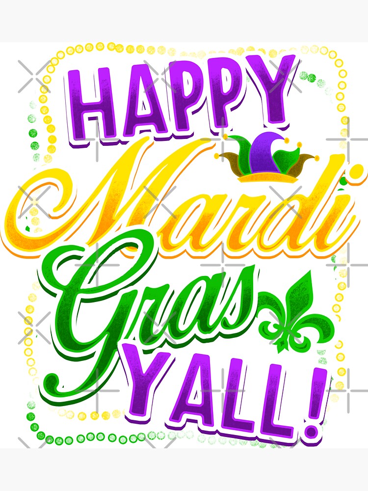 Happy Mardi Gras Wild Green Stickers, Magnet