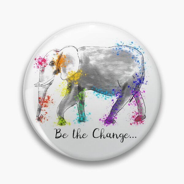 Artikelvorschau, Rainbow Elephant Inspiring Quote: Sei die Veränderung ... entworfen und verkauft von Clare Walker.