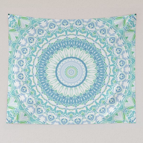 Item preview, Blue, Green and White Mandala 02 designed and sold by Kelly Dietrich Mandala & Fractal Art.