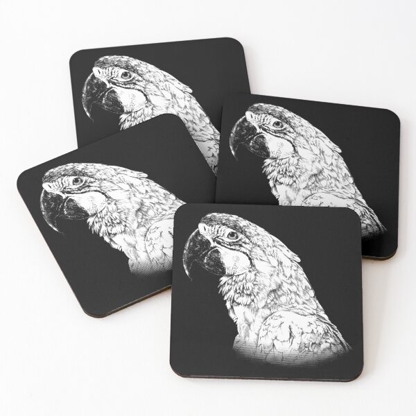 Item preview, Macaw Animal Portrait black and white (dark background) designed and sold by MMMSdesigns.