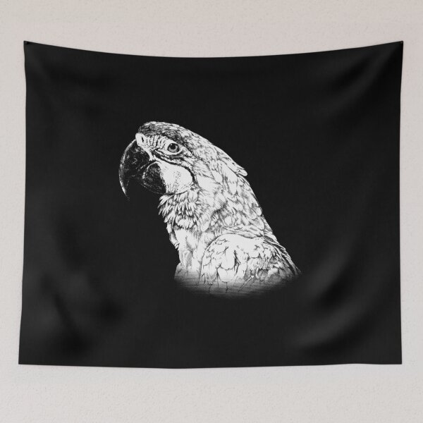 Item preview, Macaw Animal Portrait black and white (dark background) designed and sold by MMMSdesigns.