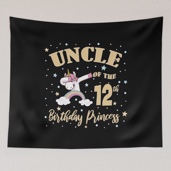 Item preview, Uncle Of The 12th Birthday Princess Girl Unicorn B-day design designed and sold by Grabitees.