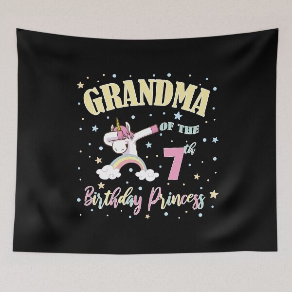 Item preview, Grandma Of The 7th Birthday Princess Unicorn 7 Years Old graphic designed and sold by Grabitees.