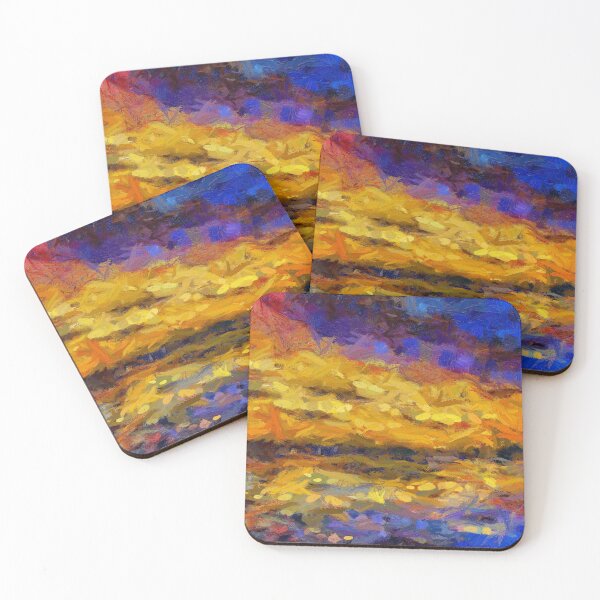 Item preview, Abstract Brush Art Painting Blue Yellow designed and sold by livianasgifts.