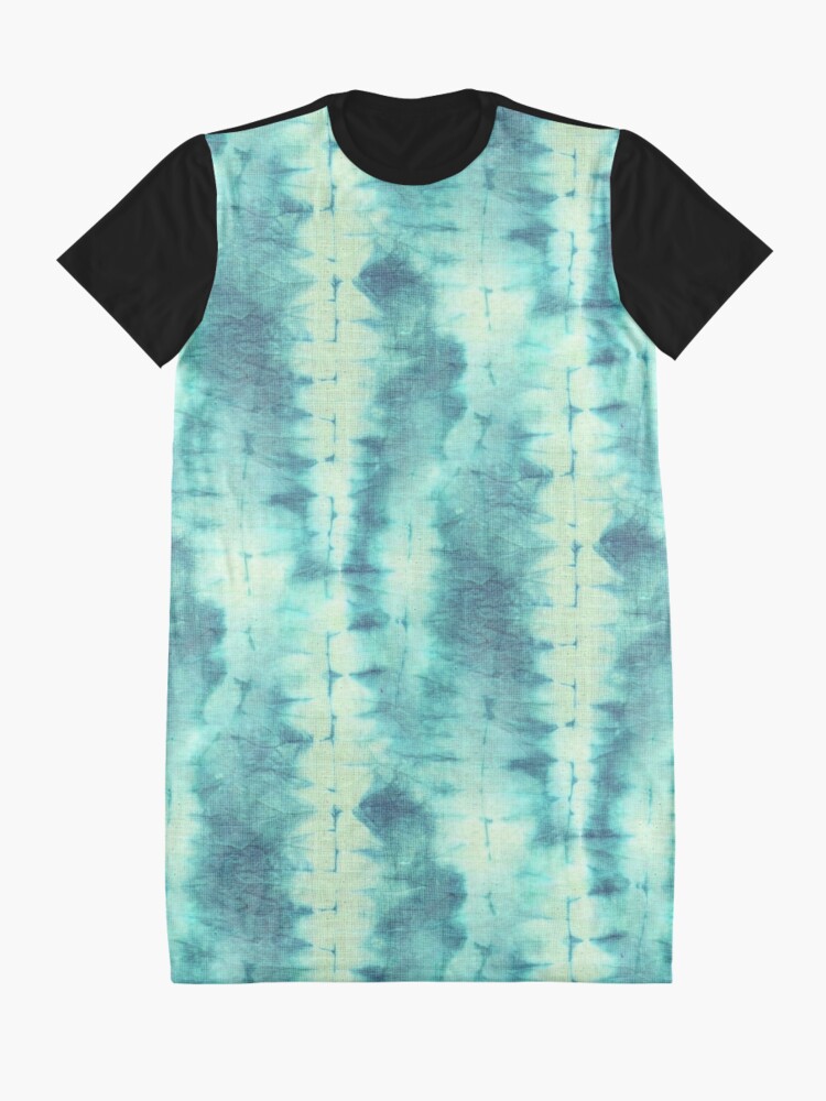 Alternate view of Tie Dye in Turquoise and Cream. Psychedelic, artsy, boho design. Ready for a Hippy summer! Graphic T-Shirt Dress
