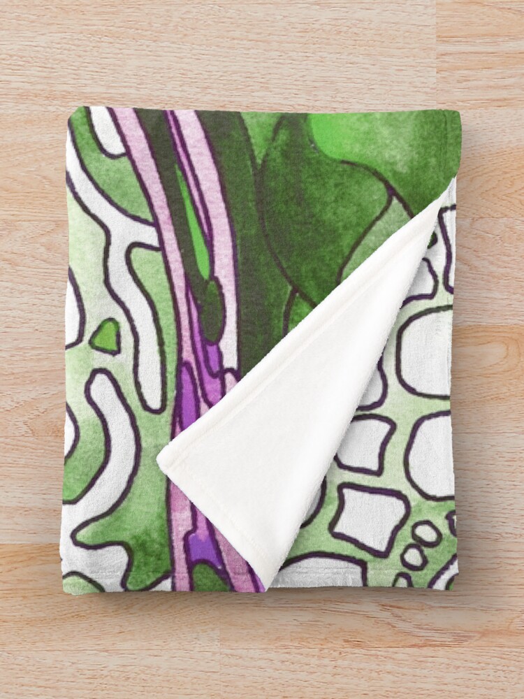 Alternate view of Reclining Woman in Green, White and Purple. Stunning psychedelic design. From original artwork. Throw Blanket