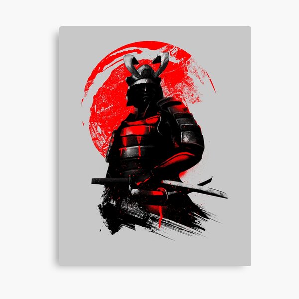 SCARY JAPANESE SAMURAI WARRIOR SKETCH STYLE CANVAS PRINT WALL ART PICTURE