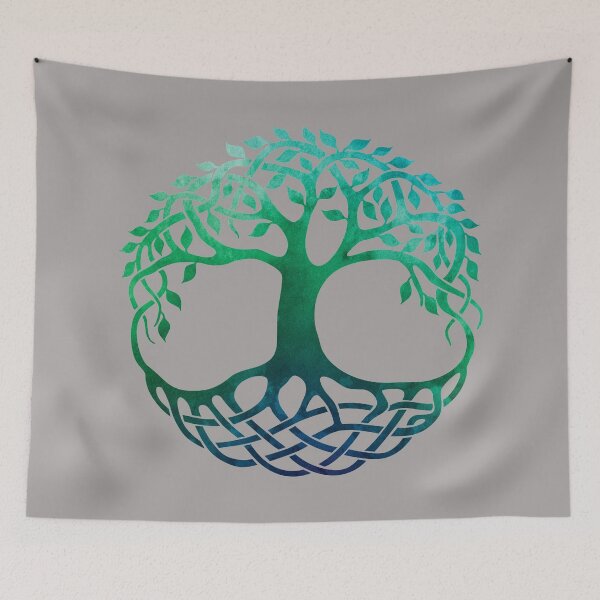 Item preview, Celtic Tree of Life Watercolor Blue Green designed and sold by SassAndHoney.