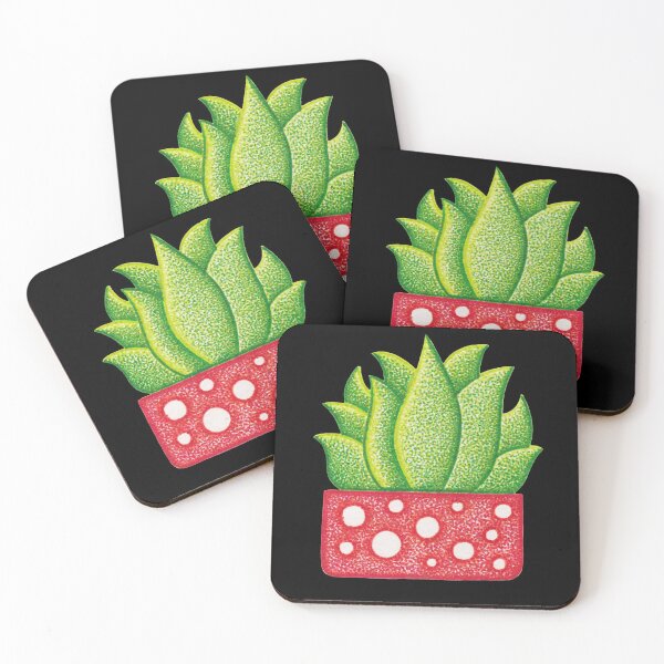 Item preview, Green succulent design with red flowerpot pointillism painting designed and sold by MitoP.