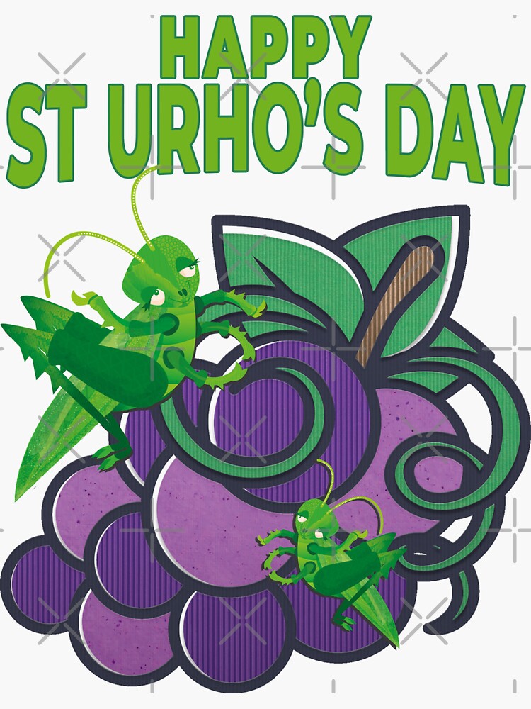 "St Urhos Day Grapes Vineyard Graphic Gifts" Sticker for