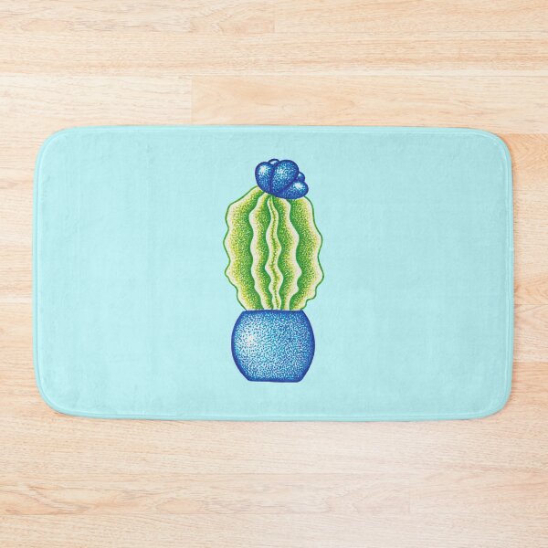 Item preview, Cactus flower drawing in green and blue, pointillism painting designed and sold by MitoP.