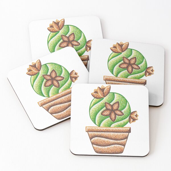 Item preview, Floral cactus design with bronw flower pot  designed and sold by MitoP.