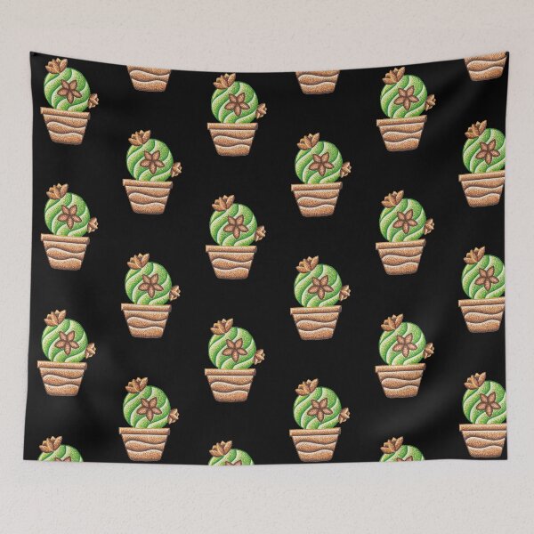 Item preview, Floral cactus design with bronw flower pot  designed and sold by MitoP.