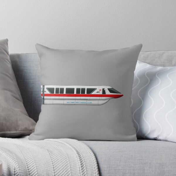 Monorail Red Throw Pillow