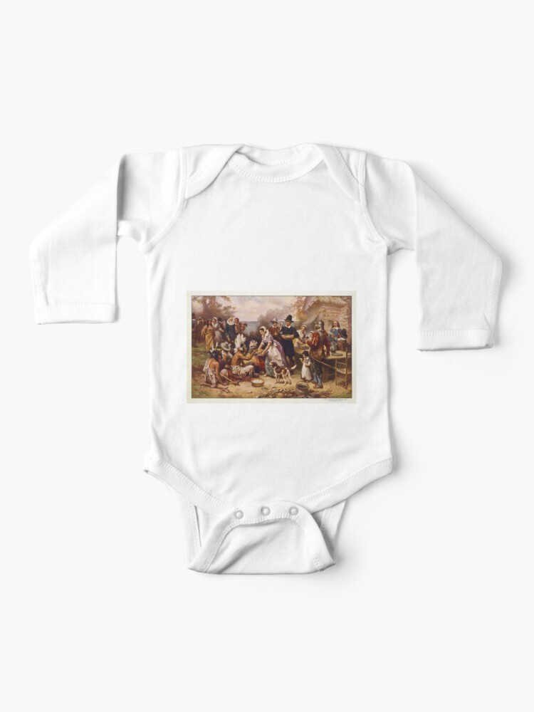 The First Thanksgiving 1621 By Jean Leon Gerome Ferris Baby One Piece By Allhistory Redbubble