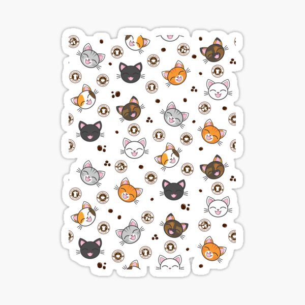 Happy Cats | Hot Coco Coffee Beans Pattern Sticker