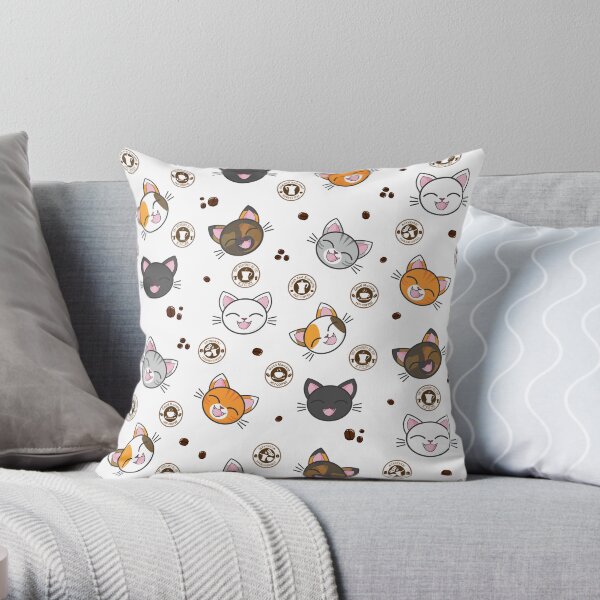 Happy Cats | Hot Coco Coffee Beans Pattern Throw Pillow
