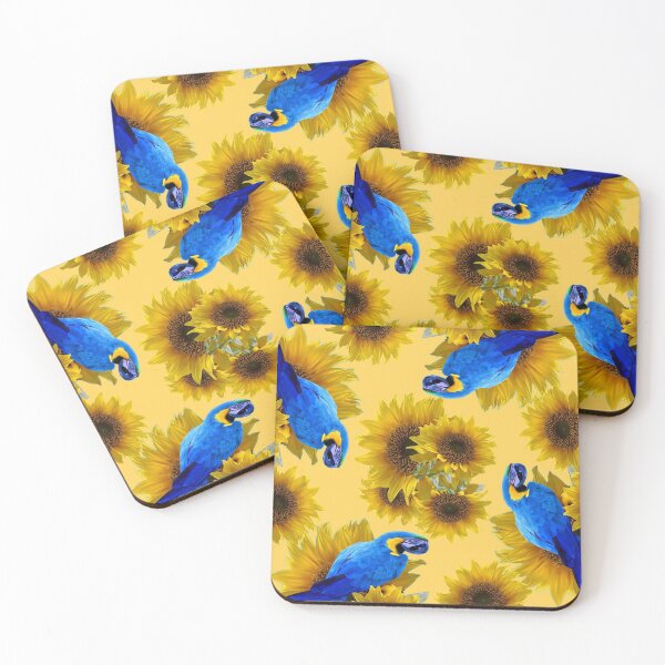 Item preview, TROPICAL BLUE MACAW BIRDS & YELLOW SUNFLOWER PATTERNS designed and sold by sharlesart.