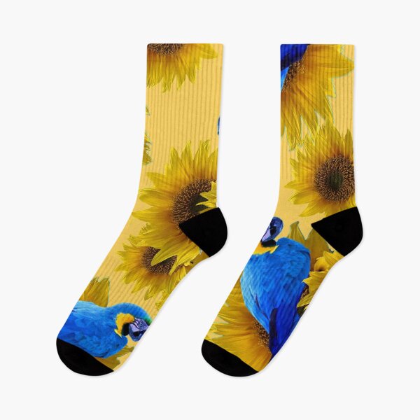 Item preview, TROPICAL BLUE MACAW BIRDS & YELLOW SUNFLOWER PATTERNS designed and sold by sharlesart.