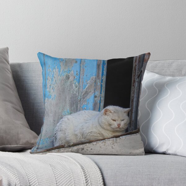 Item preview, A dirty white cat in Marvao, Portugal designed and sold by rozzycollins.