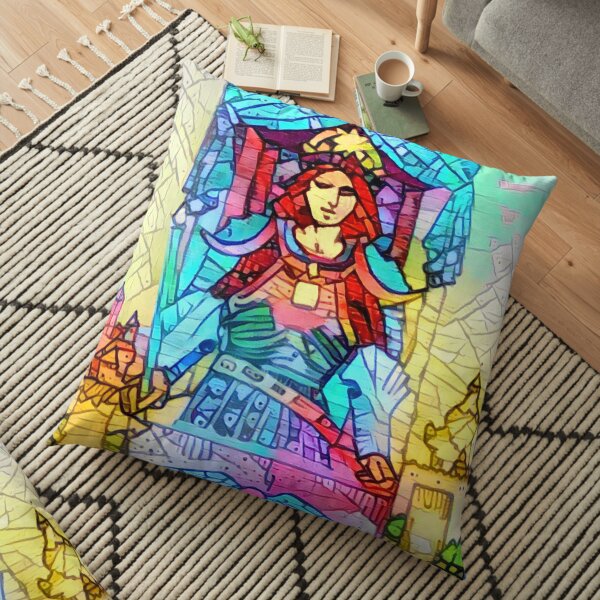 The Chariot - Tarot - colorful new variant Floor Pillow