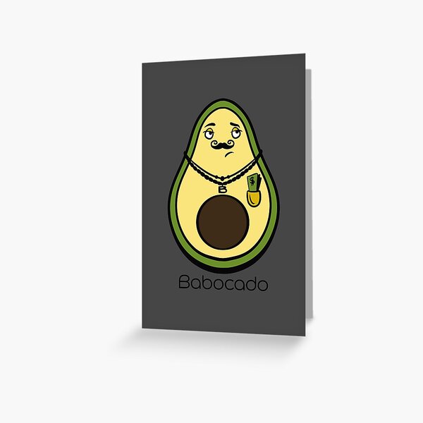 Veggielinge - Babocado auf grau #avocado #babo #veggie #money Acrylblock Grußkarte
