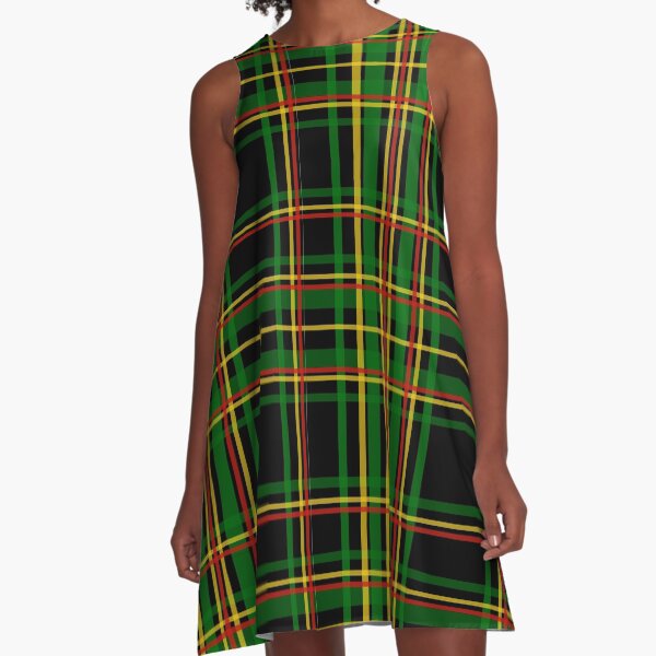 Rasta Tartan A-Line Dress