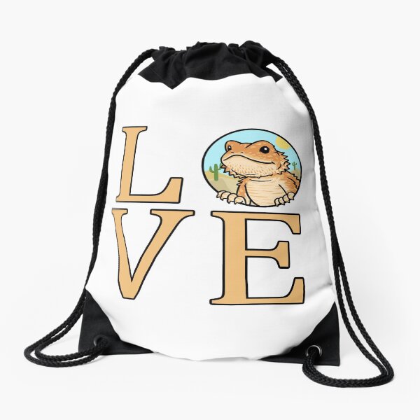 Bearded Dragon Love Drawstring Bag
