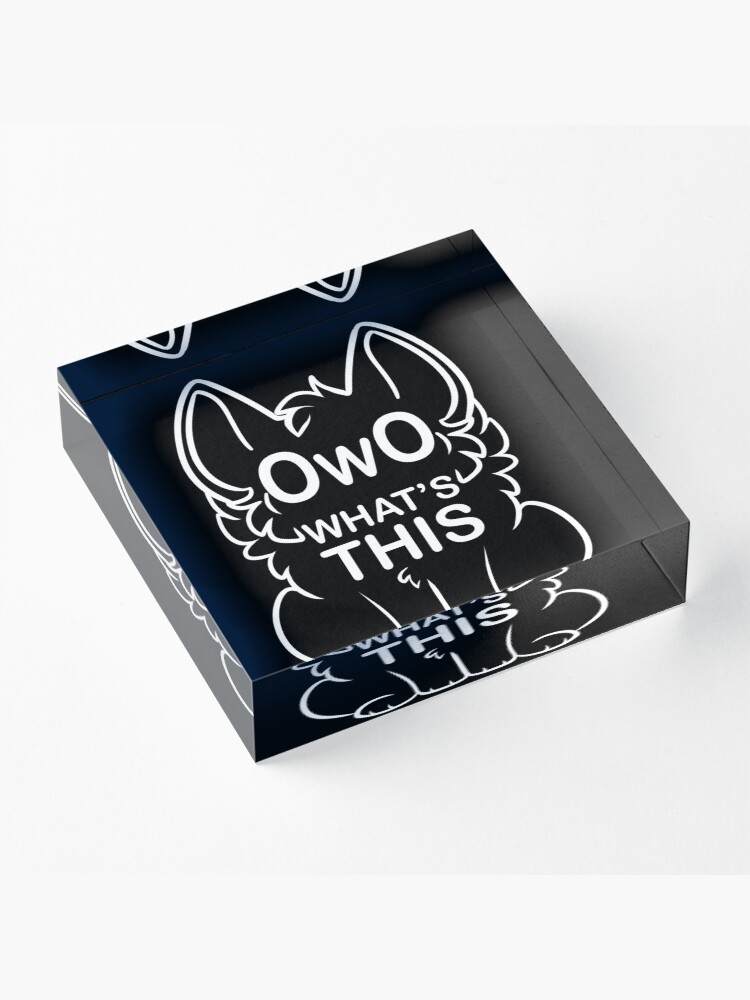 Alternate view of OwO What's this? - white text Acrylic Block
