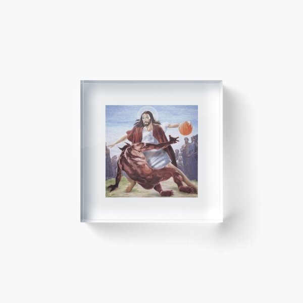 Jesus Crossing Up The Devil Acrylic Block