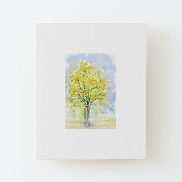 Daffodils in Sunshine Yellow Wood Mounted Print