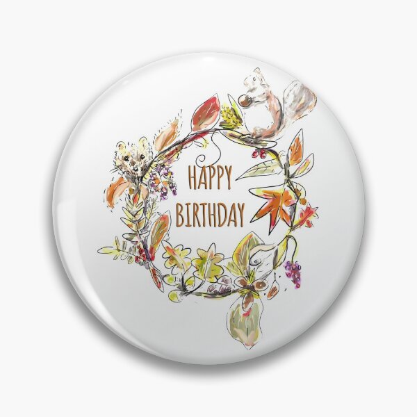 Item preview, "Happy Birthday" Whimsical Autumn /Fall Woodland Wreath Design designed and sold by Clare Walker.