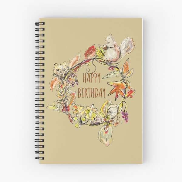 Item preview, "Happy Birthday" Whimsical Autumn /Fall Woodland Wreath Design designed and sold by Clare Walker.
