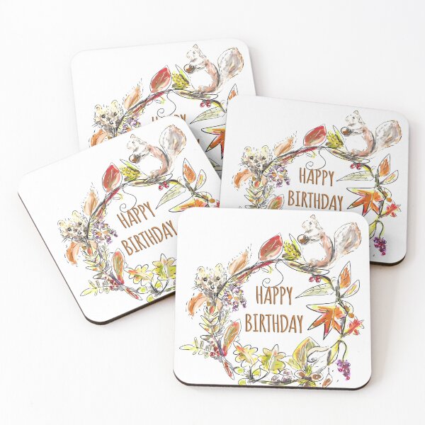 Item preview, "Happy Birthday" Whimsical Autumn /Fall Woodland Wreath Design designed and sold by Clare Walker.